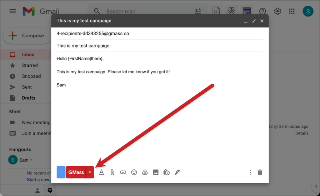 enviar texto do gmail gmass