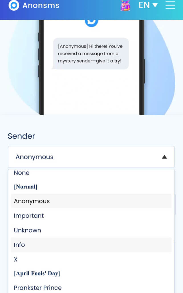 anonsms sender