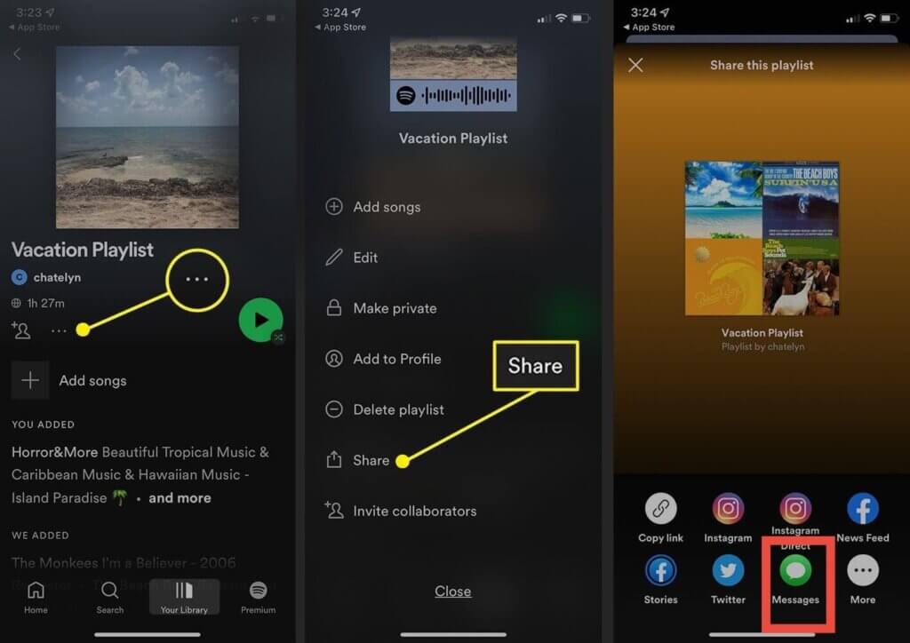 send a song via text message streaming services