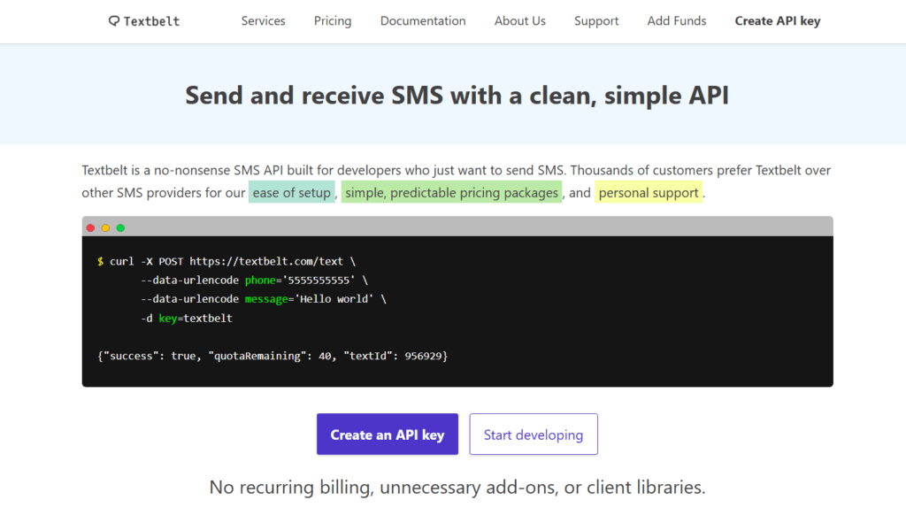 send bulk sms with textbelt