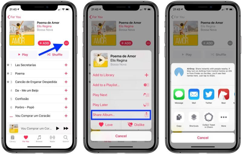 send a song via text message using Apple Music links