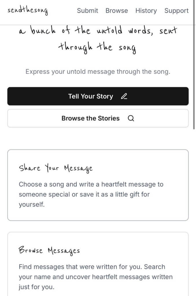 the sendthesong.xyz website