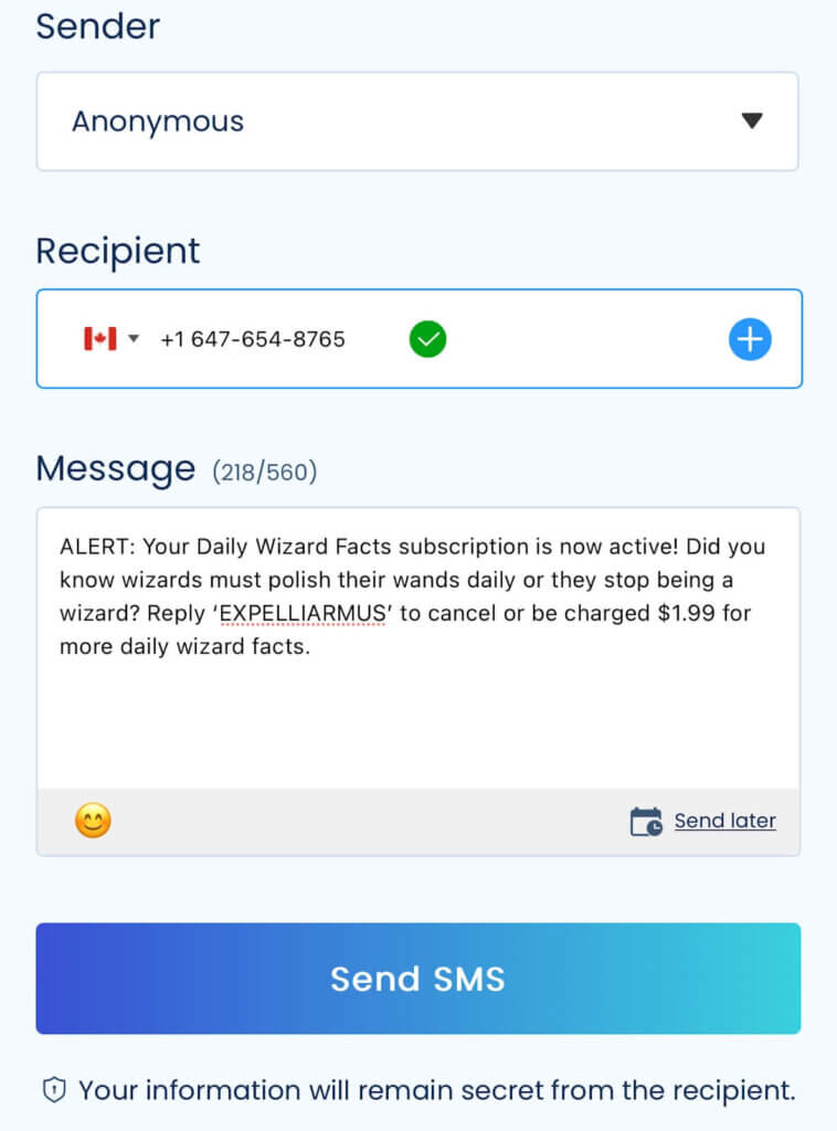 type your prank message