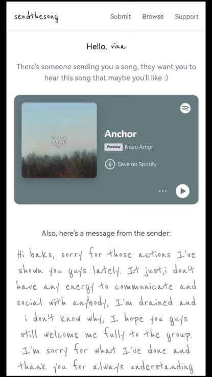what is sendthesong