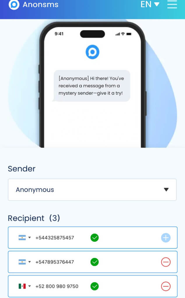 send anonymou sms in argentina with Anonsms