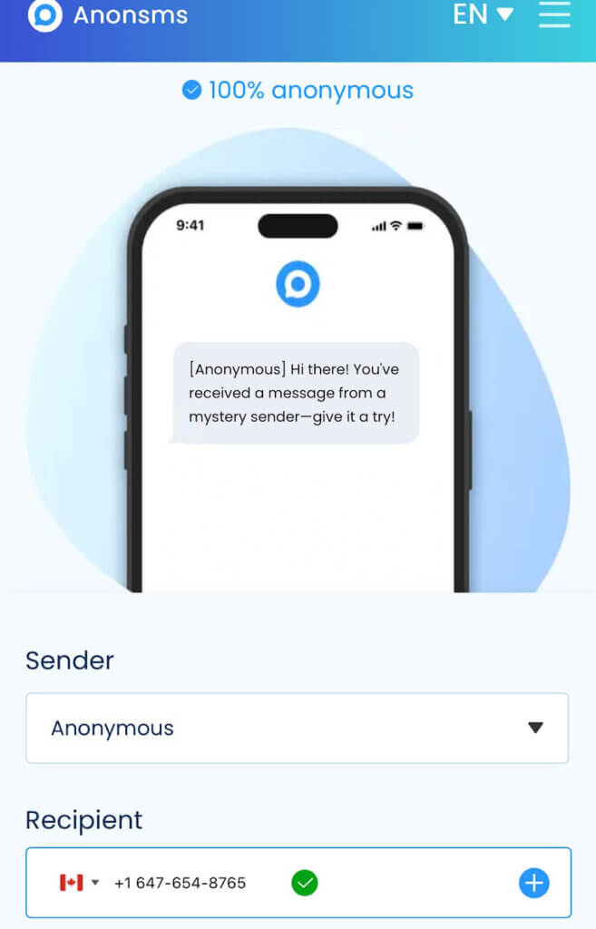 send blocked message text through anonsms
