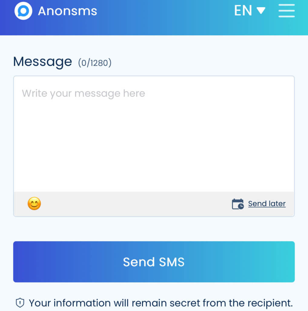send sms with anonsms