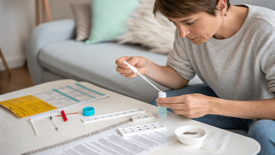 A person does an STD test at home