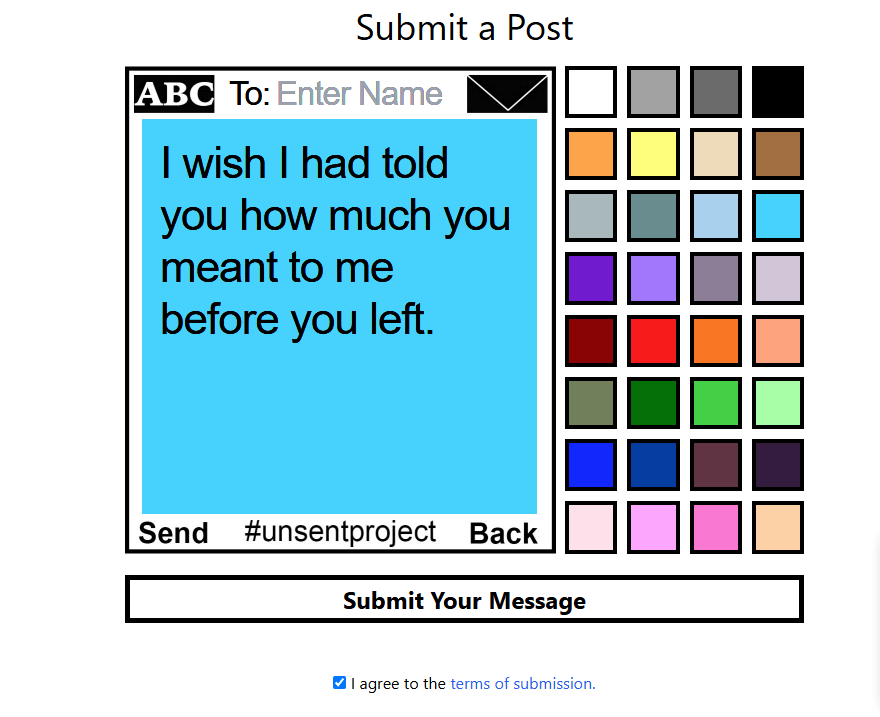 submit a post on TheUnsentProject