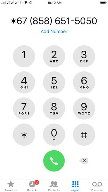 Dial codes (e.g., *67) on phone