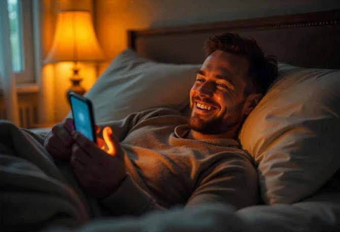 A man was very happy after seeing the heartwarming goodnight message before going to bed