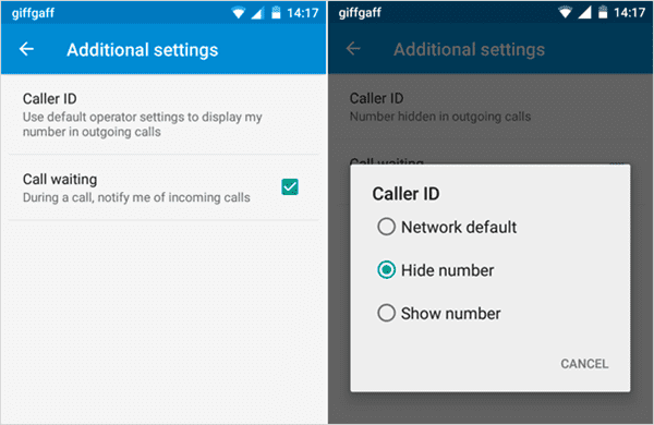 Tap on Caller ID and select Hide number on Android phone