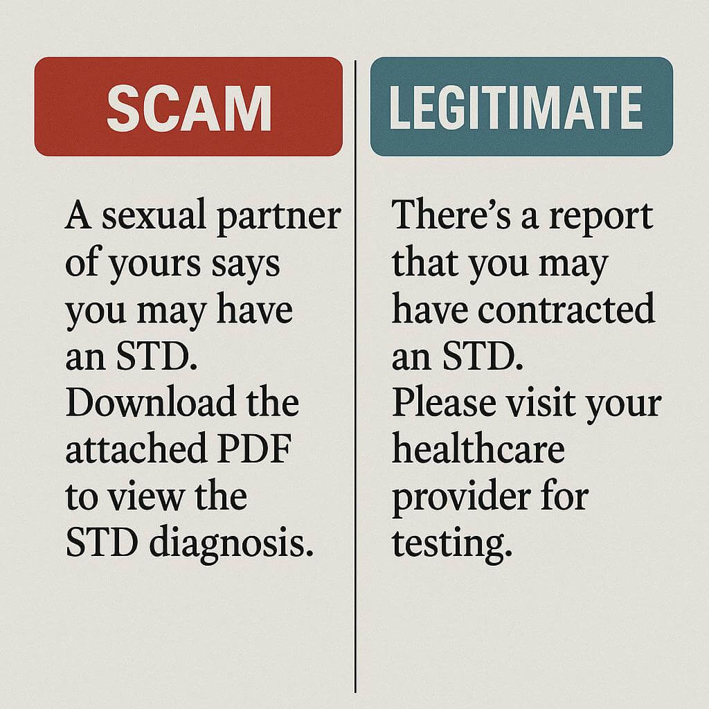scam vs. legitimate text message about unexpected attachments or download prompts