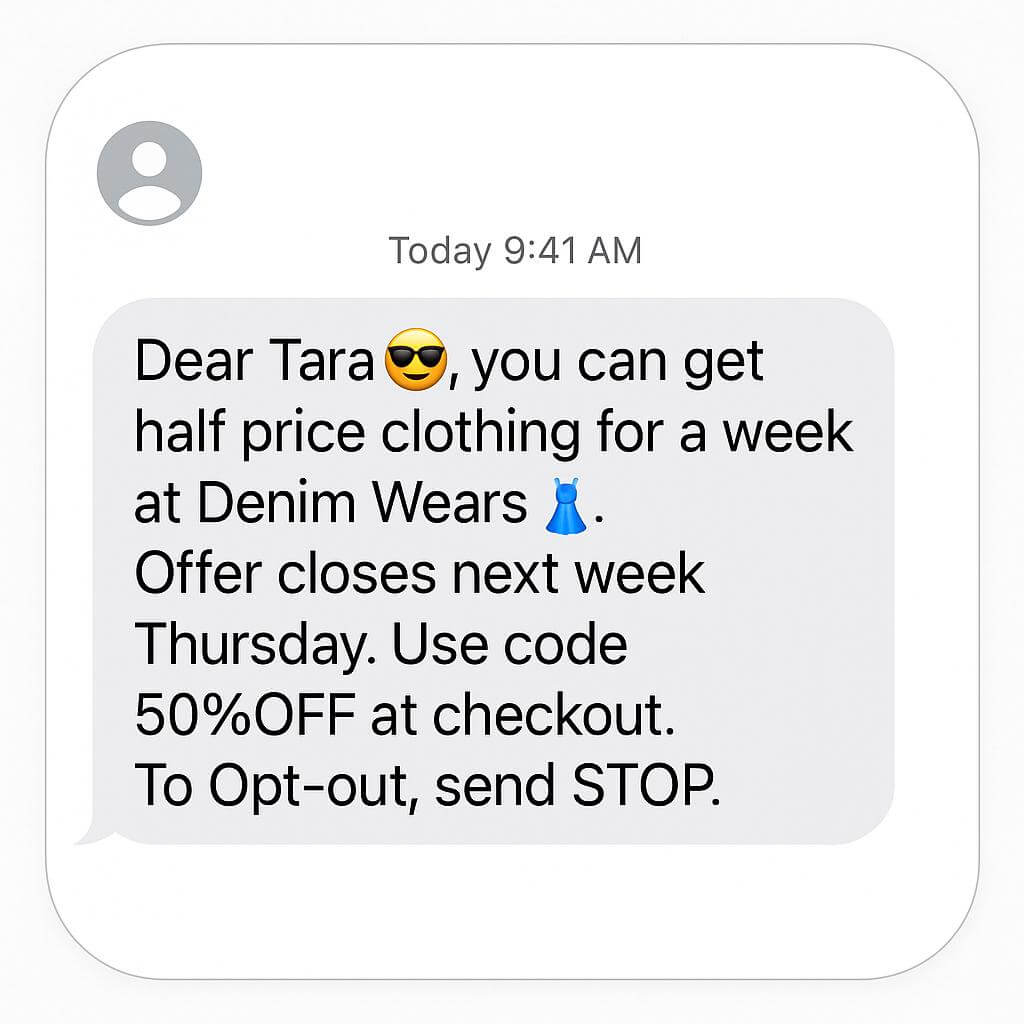 sample of good message for bulk sms marketing