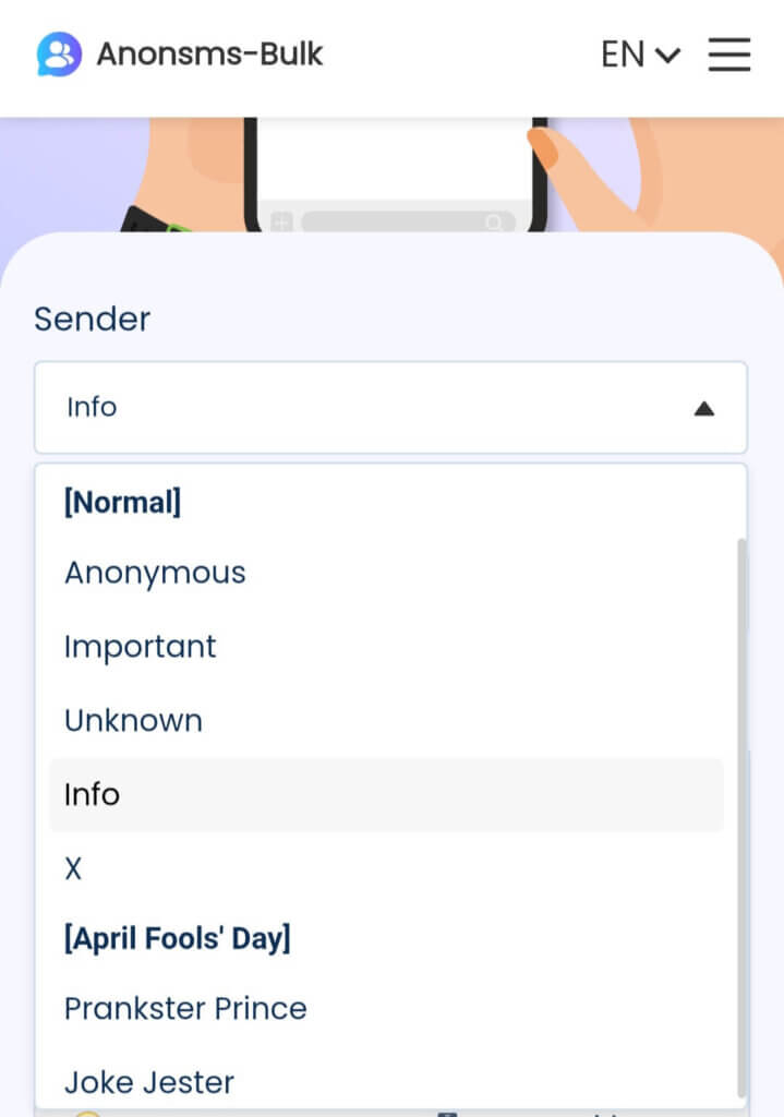 choose the sender name