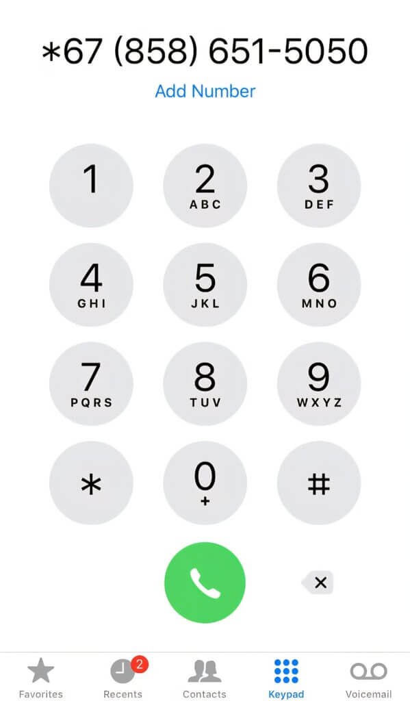 dial *67 before the number