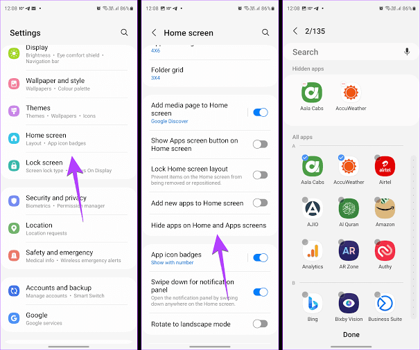 Hide apps on Samsung