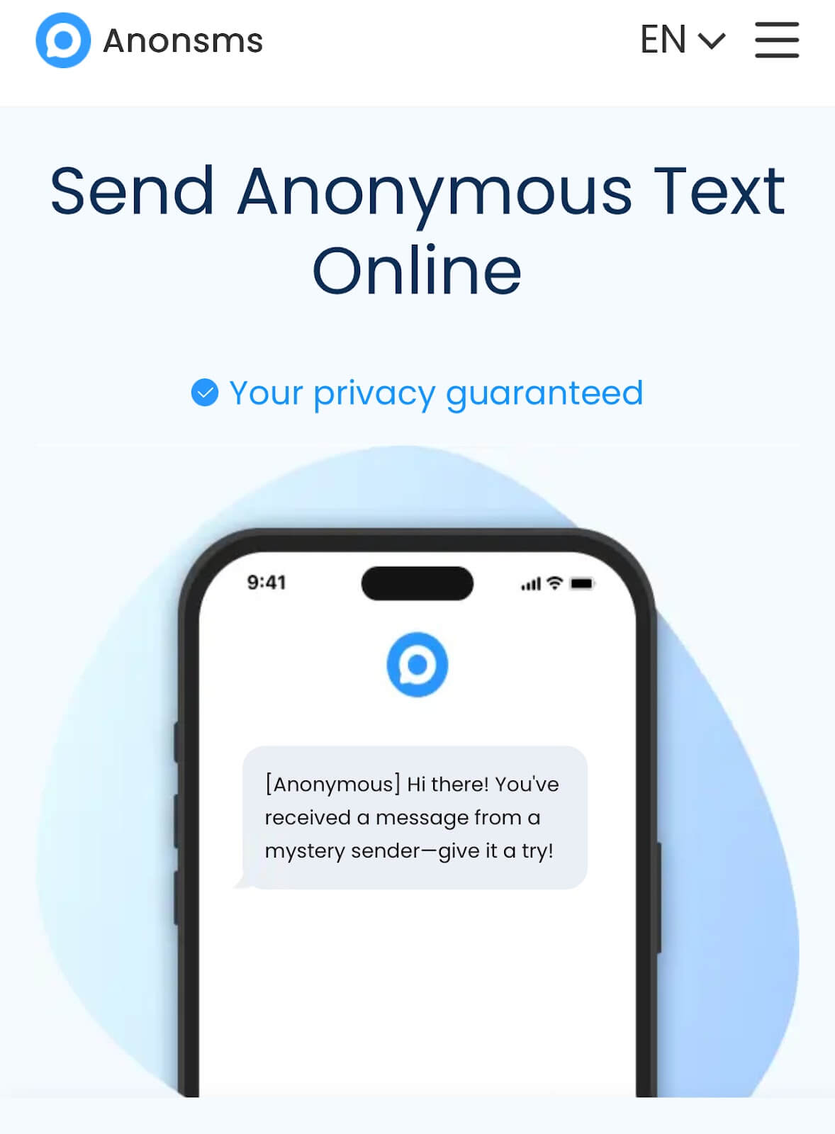 enviar mensagem anônima no Anonsms