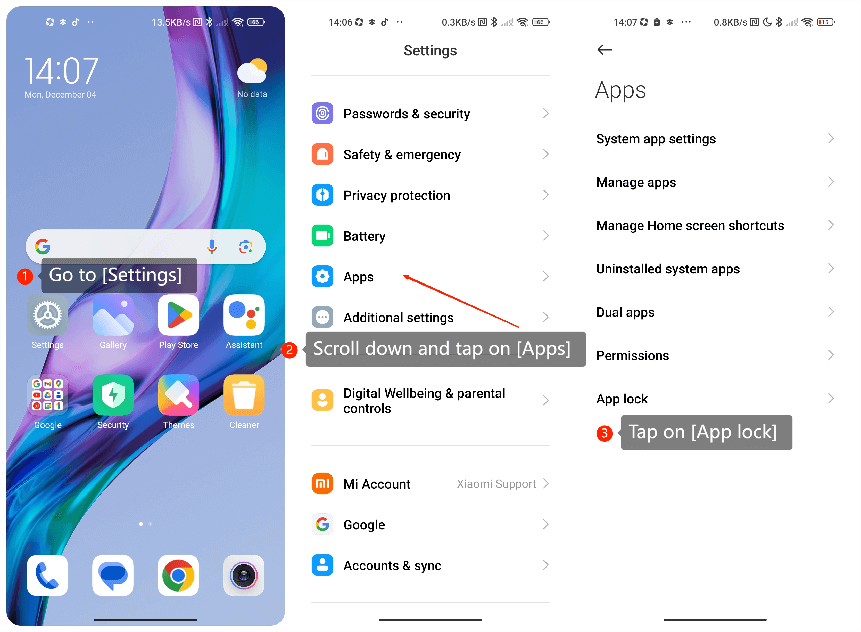 hide apps on Xiaomi & Redmi