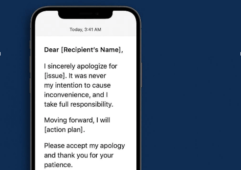 there is an apology message displayed on a phone