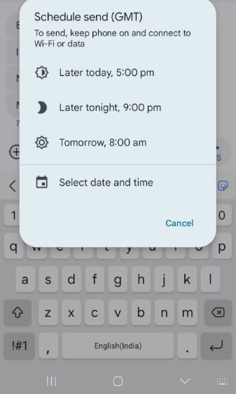 scheduled send window