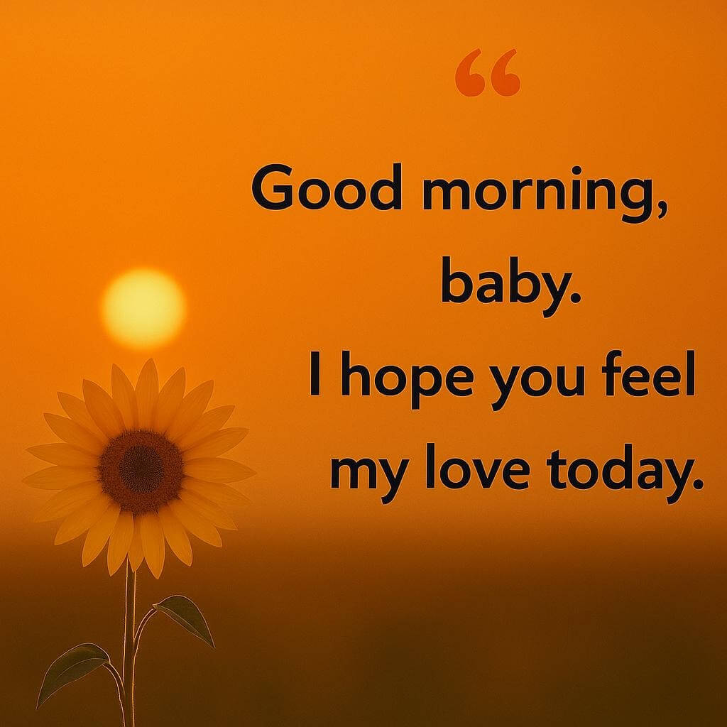 morning quote image with copywriter: Good morning, baby. I hope you feel my love today.
