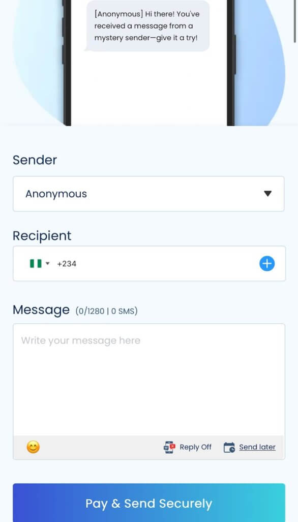 send an anonymous confession using Anonsms