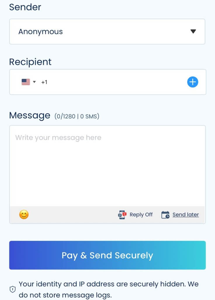 send your message on Anonsms