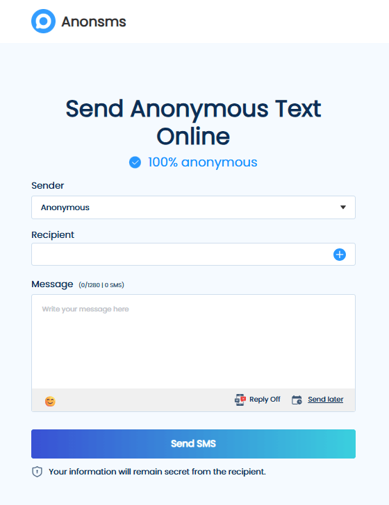Envoyer un message anonyme sur Anonsms