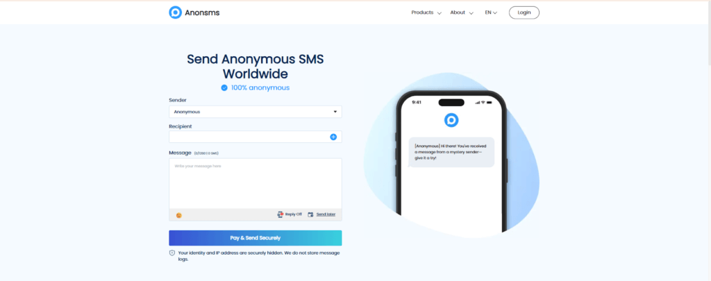 send anonymous sms on ANONSMS