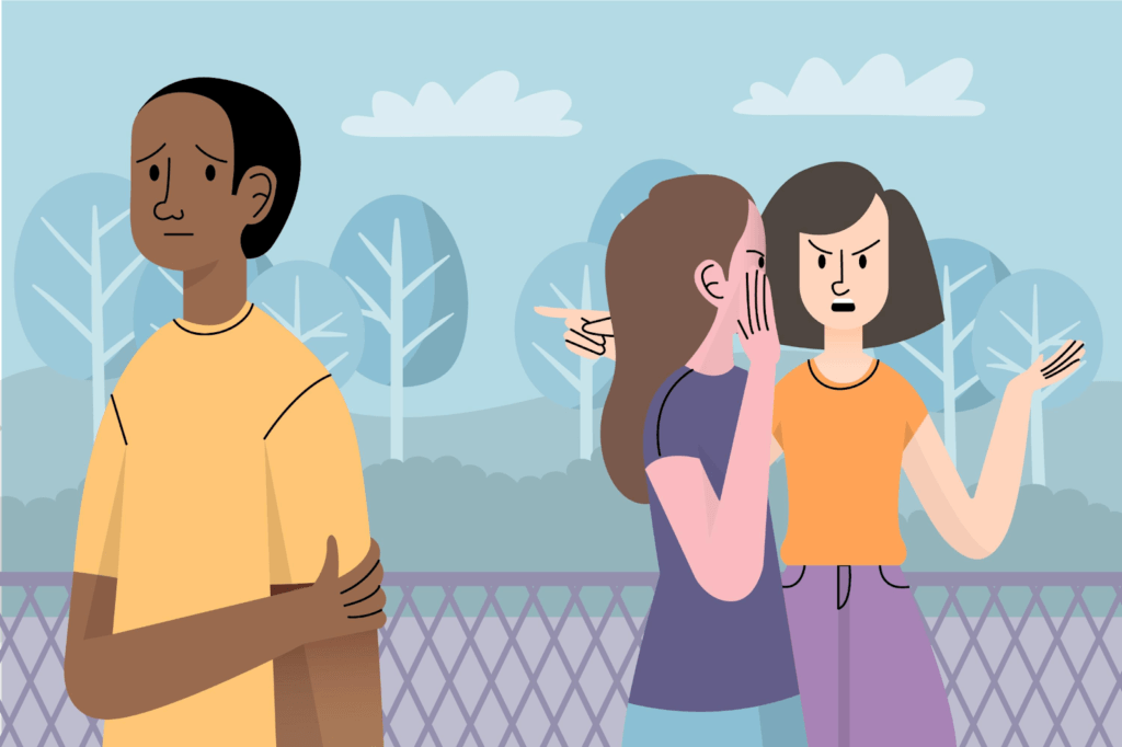 two girls is talking about their friend