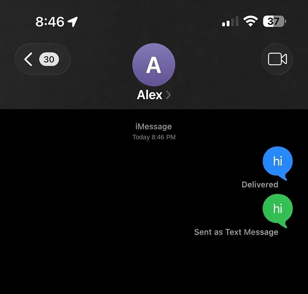 Check Message Bubble Color (Blue vs Green)