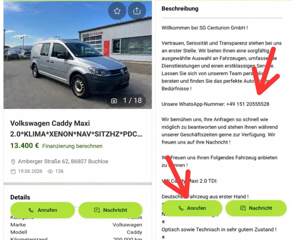 Locate and Copy the Seller's Phone Number