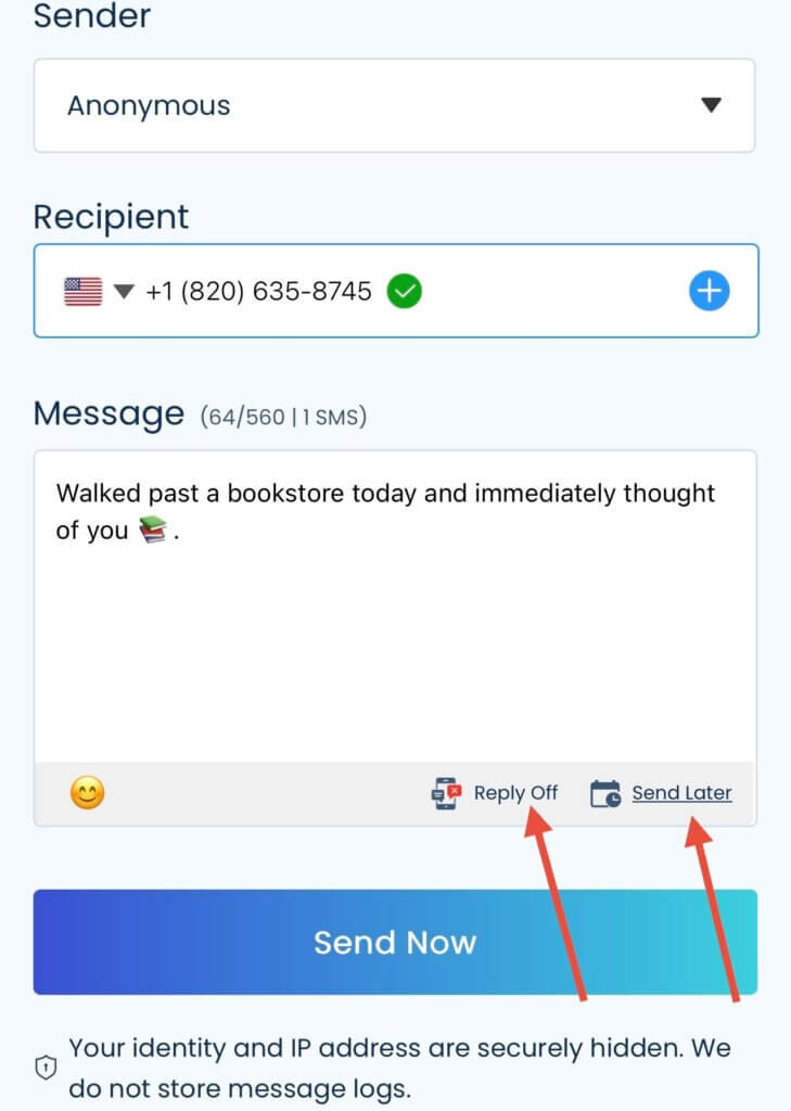 Send anonymous flirty texts